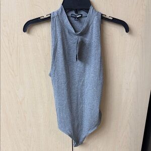 Fashion Nova Grey Sleeveless Mock Neck Bodysuit